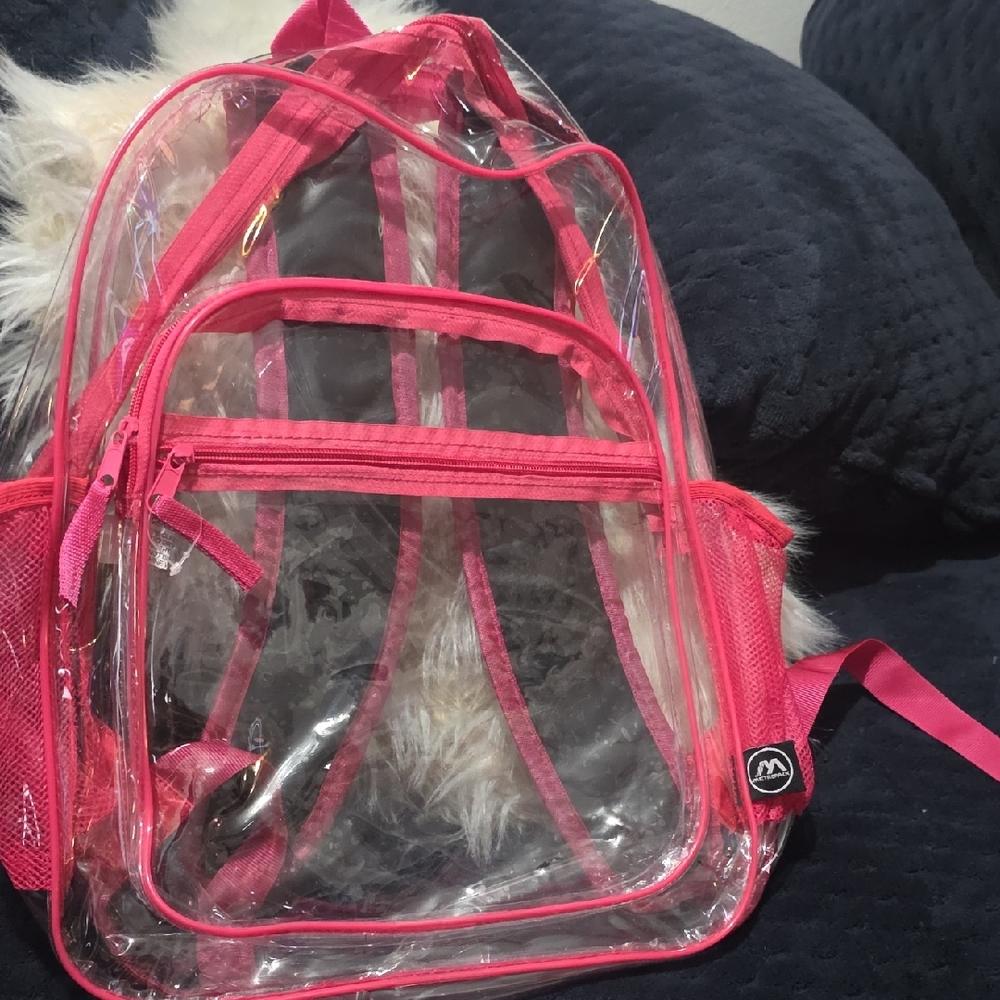 Clear Pink Trim Backpack
